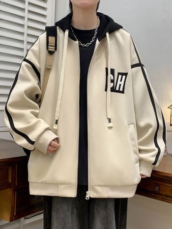 Jakna s kapuljom i zatvaračem, slobodan kroj, pamukova mješavina, bočne džepove, proljeće-jesen