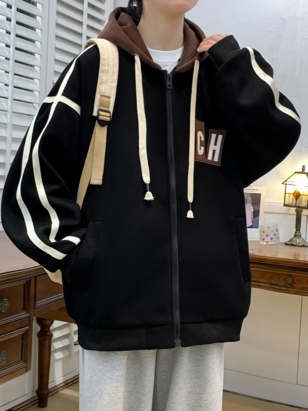 Jakna s kapuljom i zatvaračem, slobodan kroj, pamukova mješavina, bočne džepove, proljeće-jesen