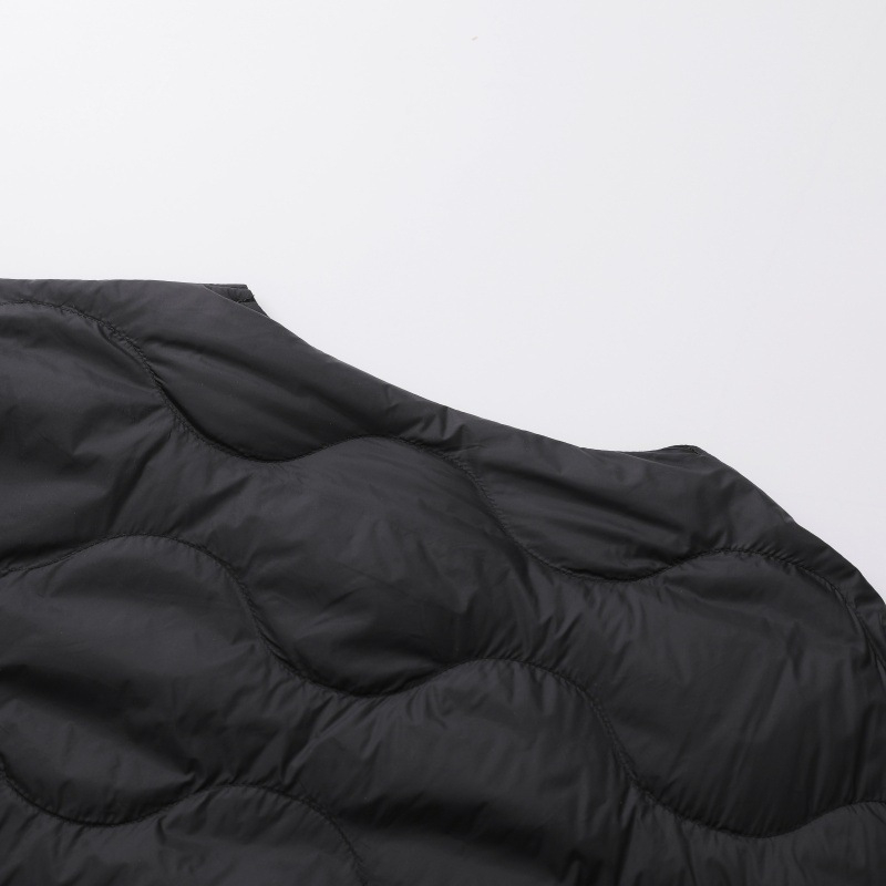 Muška jesen-zimska lagana puffer jakna s okruglim izrezom, slobodan kroj, dugi rukavi, bez kapucnje