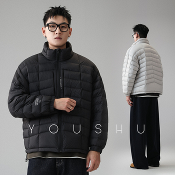 Jakna s perjem od bijelih pataka, 100% perje, kapuljača, širok kroj, dugačka duljina