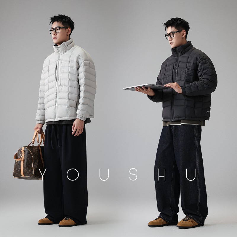 Jakna s perjem od bijelih pataka, 100% perje, kapuljača, širok kroj, dugačka duljina