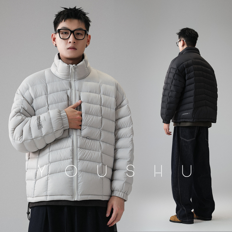 Jakna s perjem od bijelih pataka, 100% perje, kapuljača, širok kroj, dugačka duljina