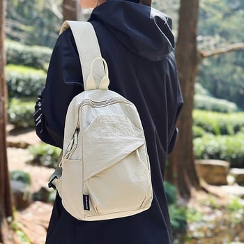 Мъжка найлонова чанта за гърдите, уличен стил, дишаща подплата от полиестер, едноцветна