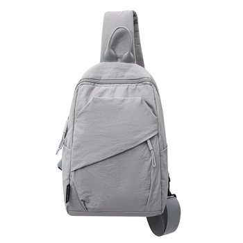 Мъжка найлонова чанта за гърдите, уличен стил, дишаща подплата от полиестер, едноцветна