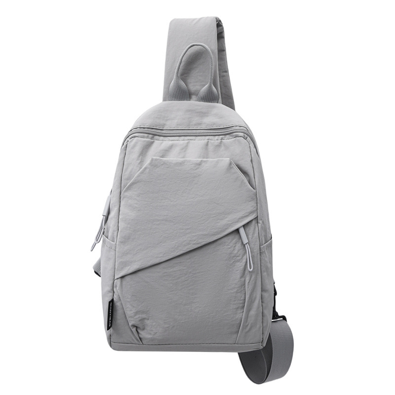 Мъжка найлонова чанта за гърдите, уличен стил, дишаща подплата от полиестер, едноцветна