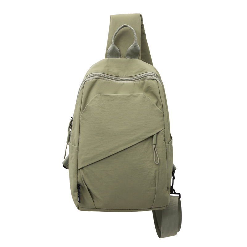 Мъжка найлонова чанта за гърдите, уличен стил, дишаща подплата от полиестер, едноцветна