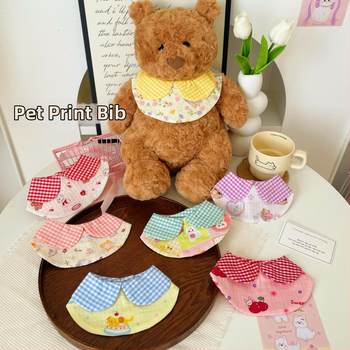 Šál pre domáce zvieratá — mačky a psy, vzor kreslený a károvaný, polyestér, hladké tkanie, potlač, štýl princezná