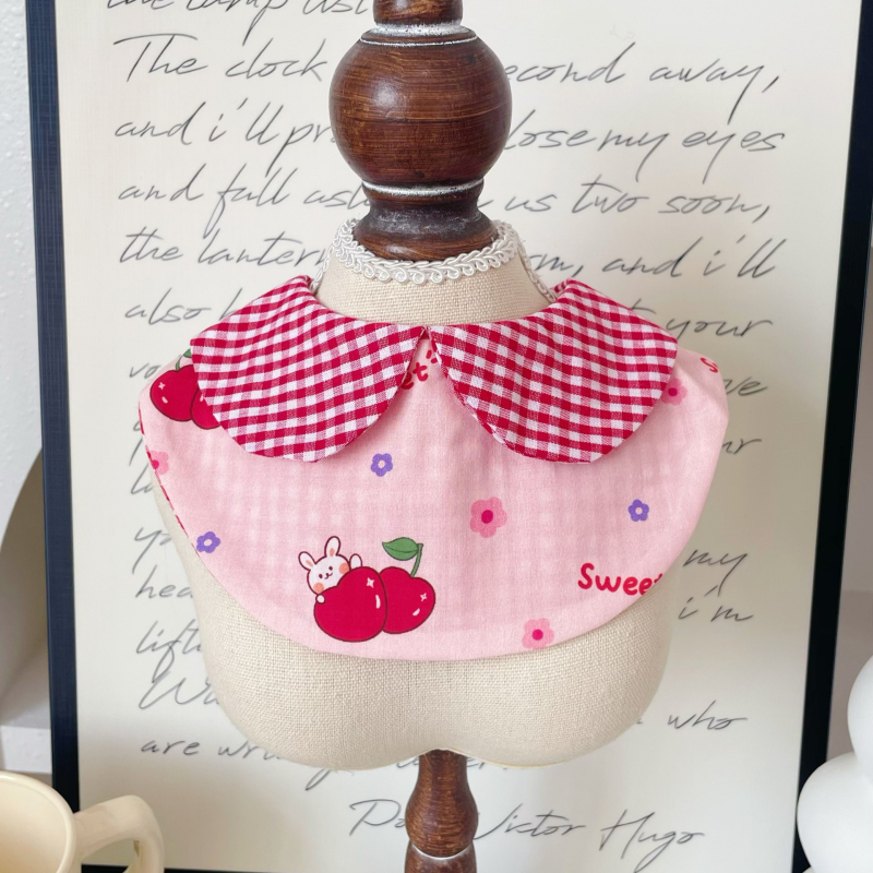 Φουλάρι κατοικίδίων για γάτες και σκύλους — μοτίβο καρτούν και καρό, πολυεστέρας, ύφανση απλό, εκτύπωση, στυλ πριγκίπισσα