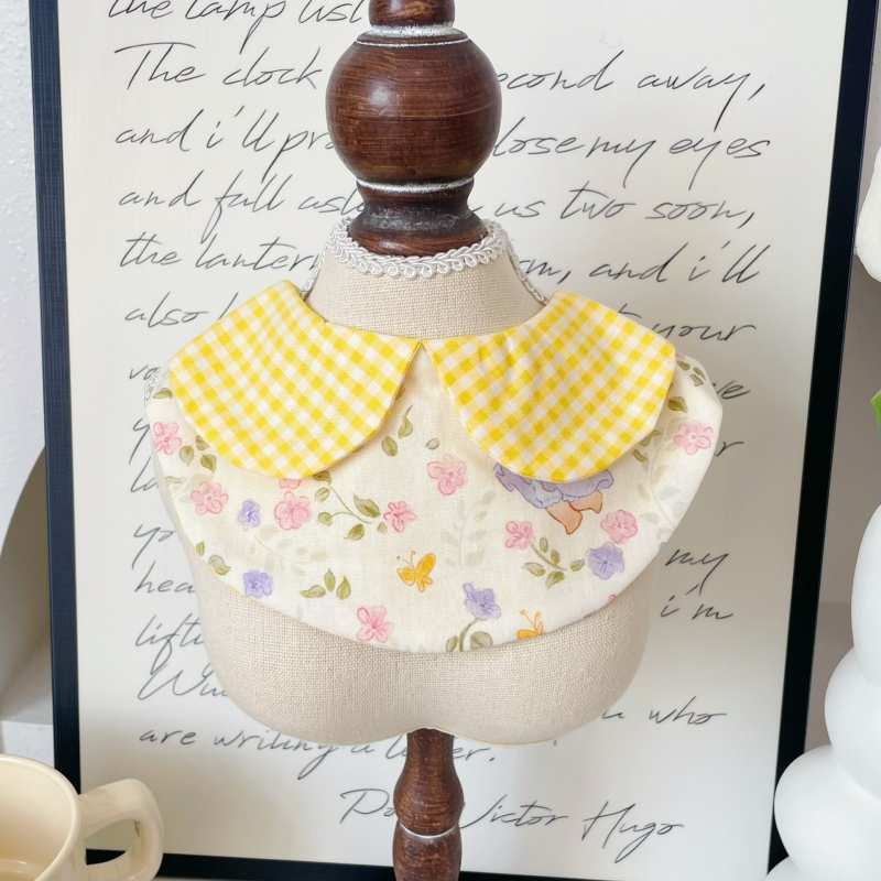 Φουλάρι κατοικίδίων για γάτες και σκύλους — μοτίβο καρτούν και καρό, πολυεστέρας, ύφανση απλό, εκτύπωση, στυλ πριγκίπισσα