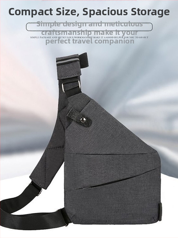 Мъжка чанта за гърдите – уличен стил, нейлон, дишаща и износоустойчива, едноцветен модел, подплата от полиестер