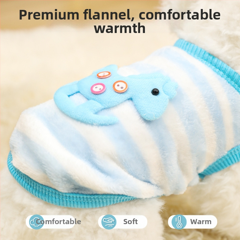 Flanelový vest pre domáce zvieratá – pre šteniatka a mačky, unisex, voľnočasový štýl, jesenná zima