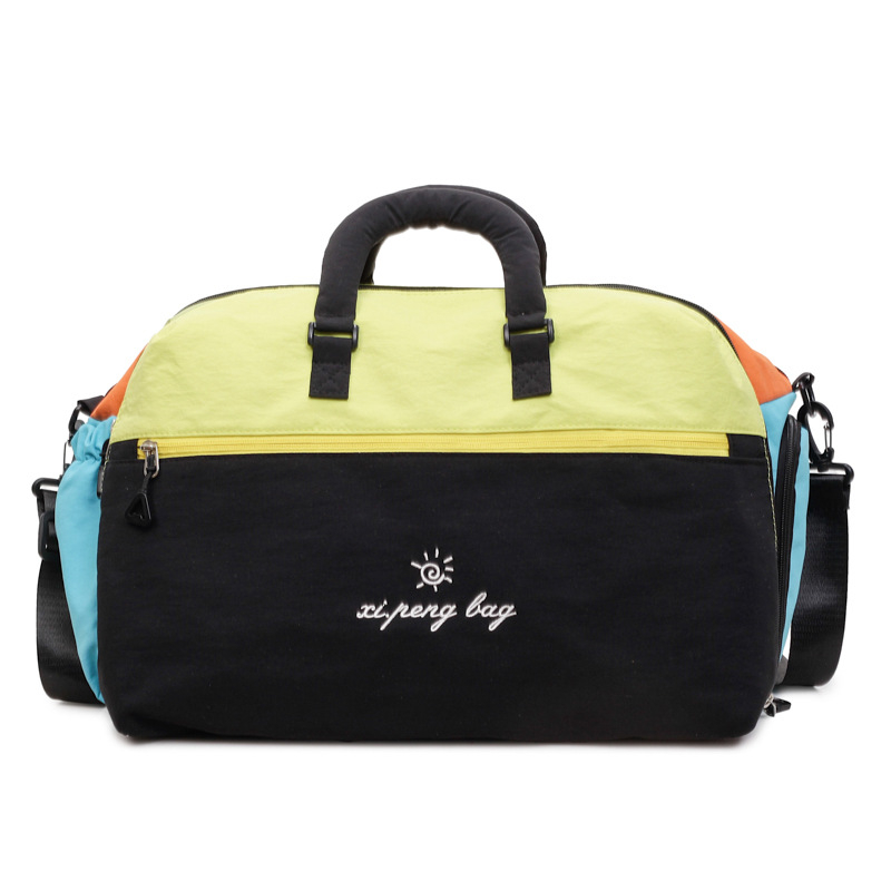 Ženska nylon torba za sport s dizajnom color-block i patchwork, velika kapaciteta, lagana, crossbody torba za putovanja