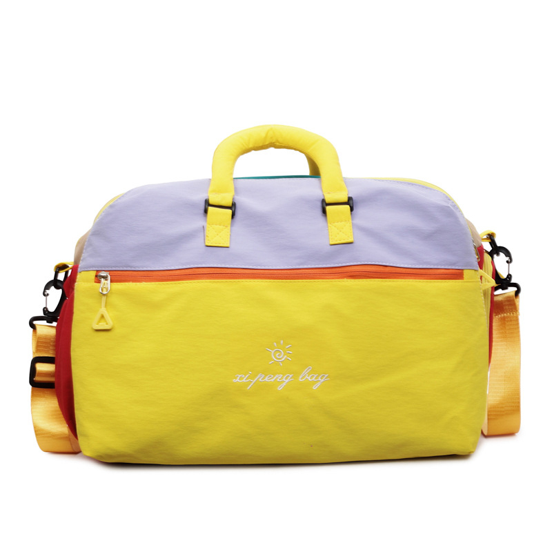 Ženska nylon torba za sport s dizajnom color-block i patchwork, velika kapaciteta, lagana, crossbody torba za putovanja