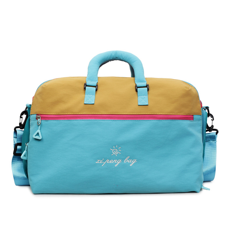 Ženska nylon torba za sport s dizajnom color-block i patchwork, velika kapaciteta, lagana, crossbody torba za putovanja