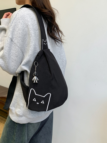 Sportska crossbody torba od Oxford platna, prozračna i vodootporna, ergonomski dizajn za smanjenje opterećenja, gradski minimalistički stil, uzorak mačaka