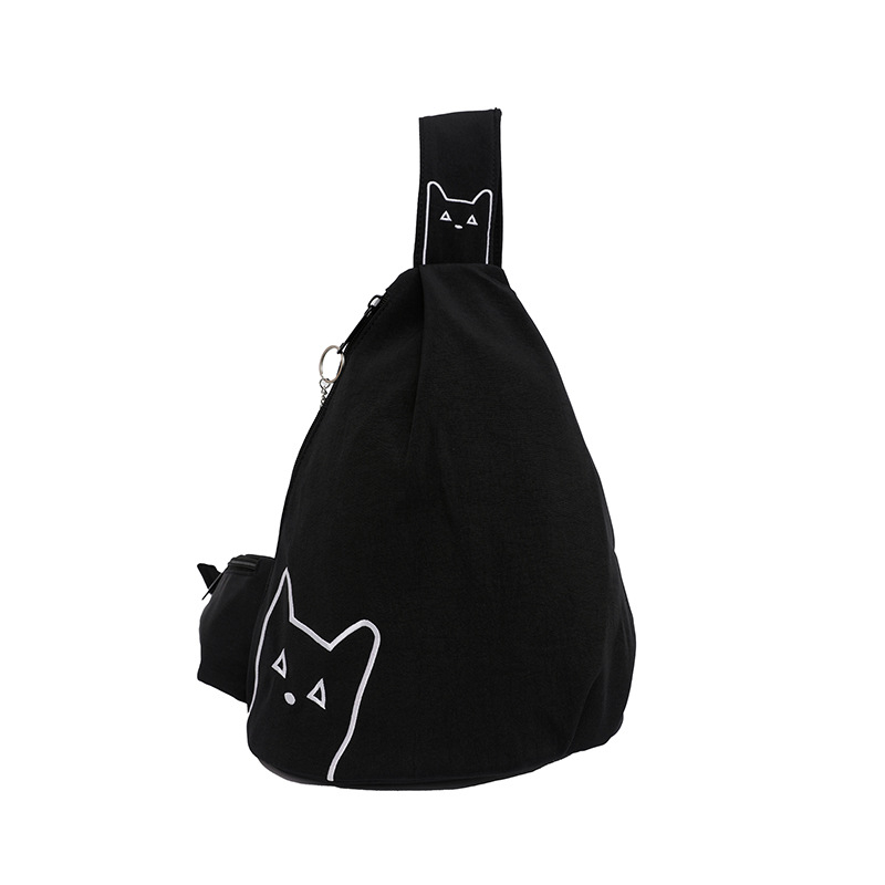 Sportska crossbody torba od Oxford platna, prozračna i vodootporna, ergonomski dizajn za smanjenje opterećenja, gradski minimalistički stil, uzorak mačaka