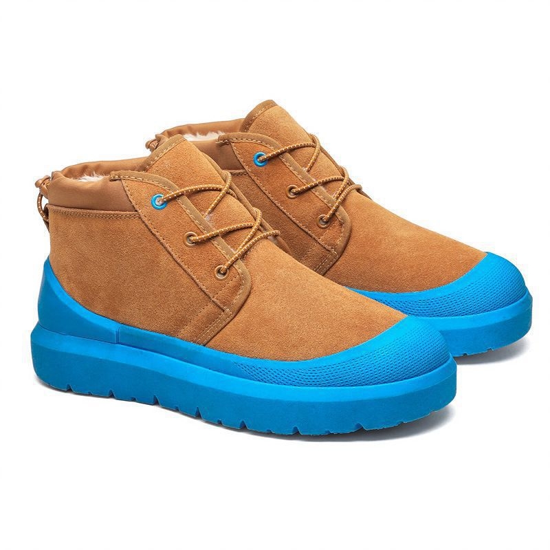 Maolu Снежни обувки за жени с дебела подметка и вградена овча кожа подплата (Вулканизирана подметка; къс маншет 10–20 см; вътрешност от овча кожа)