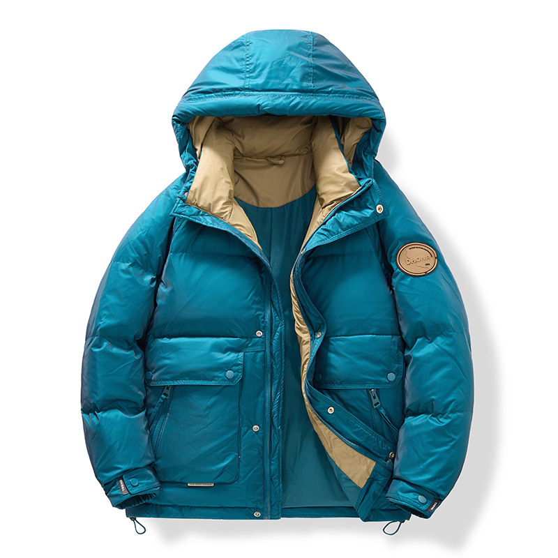 Muška kapuljačasta puffer jakna – 650 punila, zaštita od hladnoće -30°C do -15°C, 56–60% kašmira, 90% perja, vanjski i podstava od poliestera, zip zatvarač, gradski stil