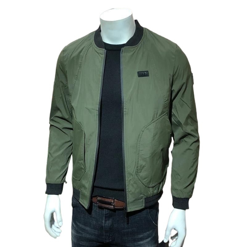 Muška casual bomber jakna - bez ovratnika, klasičan kroj, najlon vanjska tkanina, akrilna podstava, trodimenzionalni patch džepovi