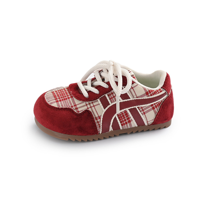 Dječje tenisice s Velcro kopčom, retro stil, karirani uzorak, unisex, meki potplat