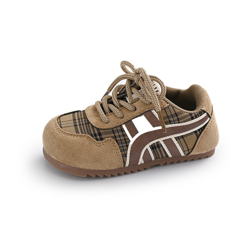Dječje tenisice s Velcro kopčom, retro stil, karirani uzorak, unisex, meki potplat