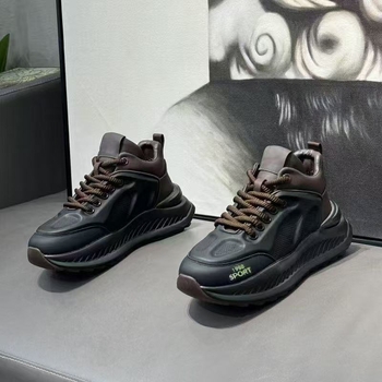 Платформени мъжки маратонки с дебела подметка, изкуствена кожа горна част, шнуровка, инжекционно формована подметка, дишащи и леки, унисекс.