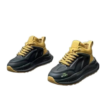 Платформени мъжки маратонки с дебела подметка, изкуствена кожа горна част, шнуровка, инжекционно формована подметка, дишащи и леки, унисекс.