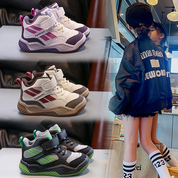 Dječje visoke tenisice za trčanje, gornji dio od umjetne kože, zatvaranje Velcro, protuklizna potplat, ljetni model 2025