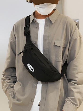 Мъжка чанта за през кръст в уличен стил, нейлонова, дишаща и ултралека, с разширяем капацитет, съвместима с 8-инчов лаптоп, едноцветна