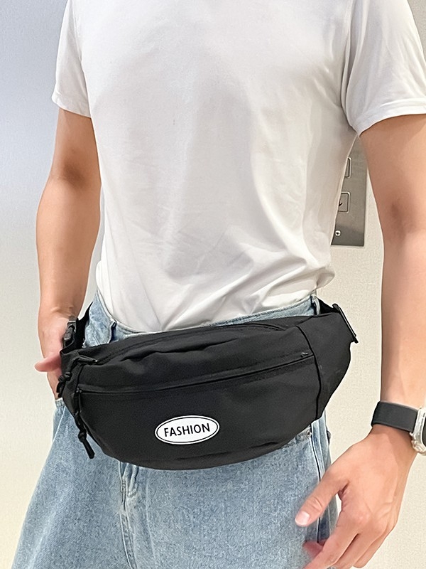 Мъжка чанта за през кръст в уличен стил, нейлонова, дишаща и ултралека, с разширяем капацитет, съвместима с 8-инчов лаптоп, едноцветна