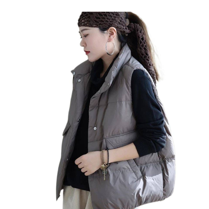 Ženska jakna s puhastim kačjim perjem, debeli kroj, kratka duljina ≤40 cm, ovratnik rever, materijal: najlon s elastanom