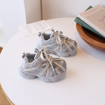 Pantofi sport pentru copii, unisex, partea superioară din microfibră piele cu plasă, talpă EVA, închidere Velcro, toamnă 2025