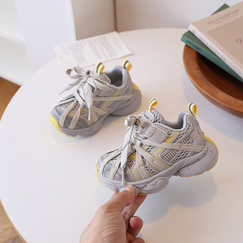 Pantofi sport pentru copii, unisex, partea superioară din microfibră piele cu plasă, talpă EVA, închidere Velcro, toamnă 2025