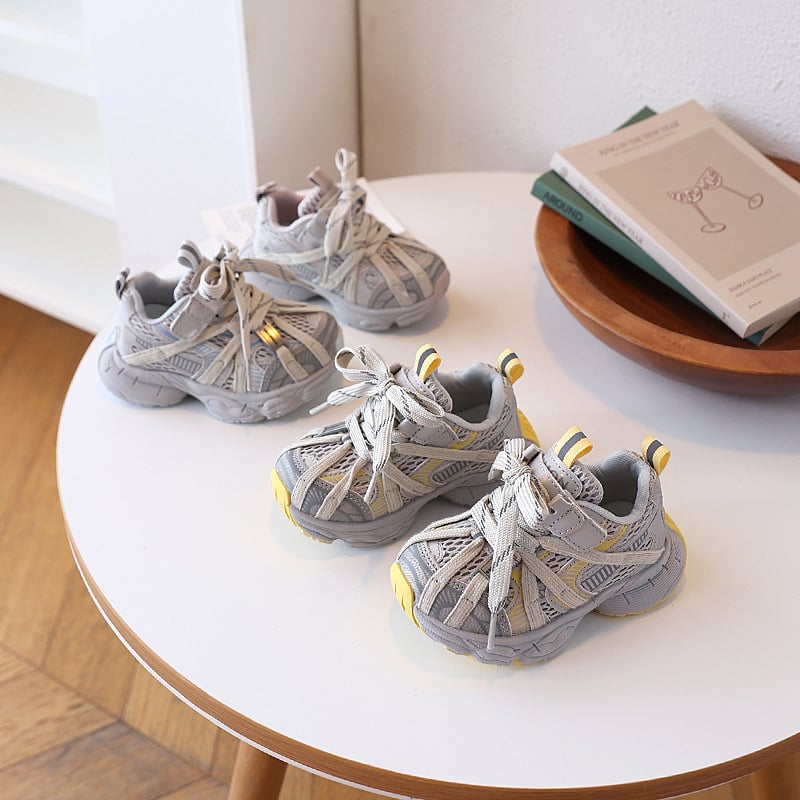 Pantofi sport pentru copii, unisex, partea superioară din microfibră piele cu plasă, talpă EVA, închidere Velcro, toamnă 2025