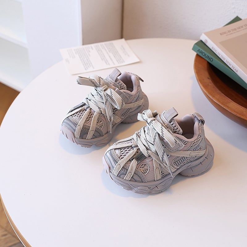 Pantofi sport pentru copii, unisex, partea superioară din microfibră piele cu plasă, talpă EVA, închidere Velcro, toamnă 2025