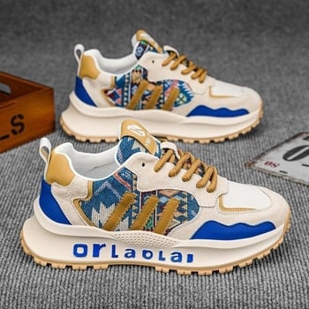 Férfi sportcipő vastag talppal, alacsony felső rész, textile felsőrész hálós mintával, belső háló és textil talptalp, fűzővel záródó, injektált talp, kerek orr