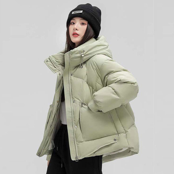 Ženska zimska kratka puffer jakna s perjem, topla, kapuljača, slobodan kroj