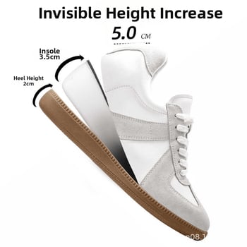 Унисекс кожени маратонки с вътрешно повдигане на подметката, ретро стил, гумена подметка