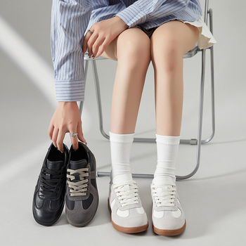 Унисекс кожени маратонки с вътрешно повдигане на подметката, ретро стил, гумена подметка