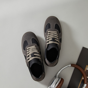 Унисекс кожени маратонки с вътрешно повдигане на подметката, ретро стил, гумена подметка