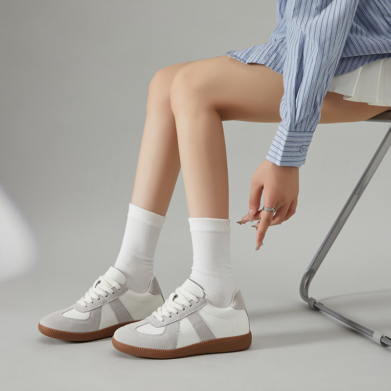 Унисекс кожени маратонки с вътрешно повдигане на подметката, ретро стил, гумена подметка