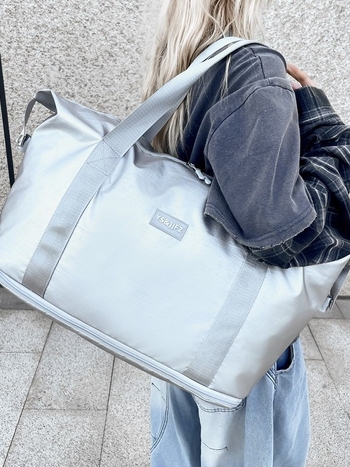 Унисекс пътна чанта с голям капацитет и печатано лого, чанта за рамо за кратки пътувания и бизнес пътувания, Oxford плат, 20–35 л, износоустойчива, подплата полиестер