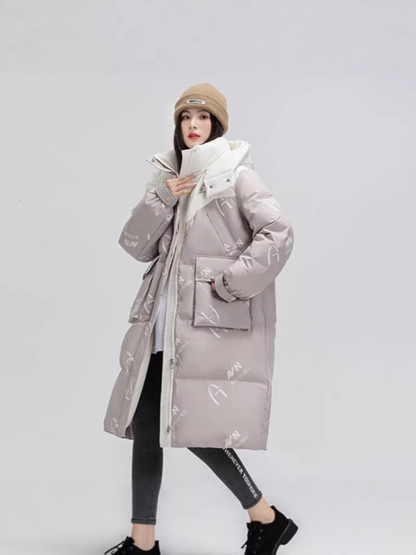 Дамско яке с пух средна дължина, пух 86-90% съдържание, 201-300 г пух, полиестер, цип, полуотворена яка, зимен сезон 2025