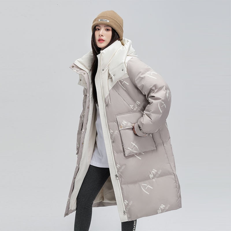 Дамско яке с пух средна дължина, пух 86-90% съдържание, 201-300 г пух, полиестер, цип, полуотворена яка, зимен сезон 2025