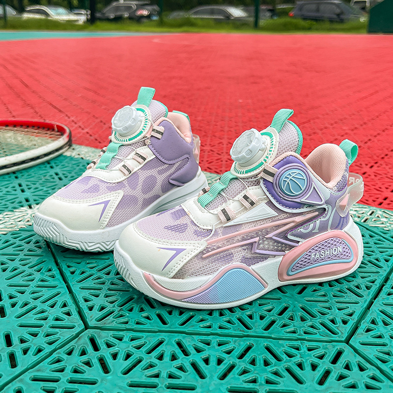 Dječje košarkaške tenisice s gornjim dijelom PU+mreža, prozračne, zatvarač na Velcro, gumeni đon