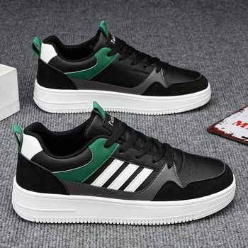 Adidași sport pentru bărbați, suprafață PU, model cu dungi, profil scăzut, talpă PVC