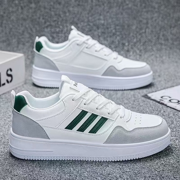 Adidași sport pentru bărbați, suprafață PU, model cu dungi, profil scăzut, talpă PVC