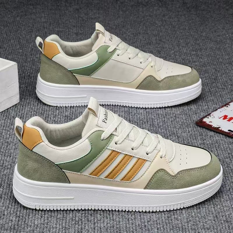 Adidași sport pentru bărbați, suprafață PU, model cu dungi, profil scăzut, talpă PVC