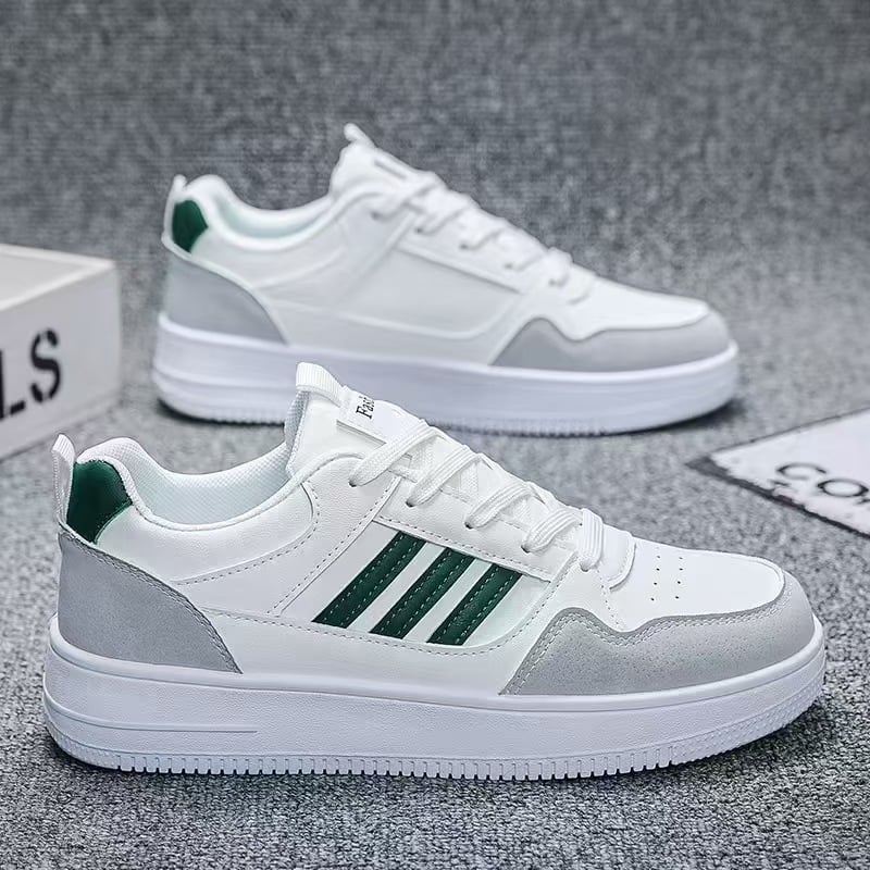 Adidași sport pentru bărbați, suprafață PU, model cu dungi, profil scăzut, talpă PVC