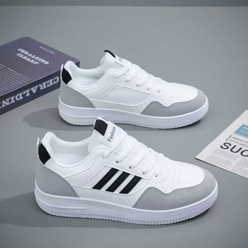 Adidași sport pentru bărbați, suprafață PU, model cu dungi, profil scăzut, talpă PVC